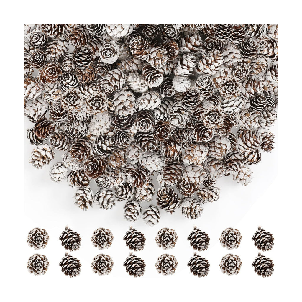 100 Pcs Snow Pine Cones, Mini Pinecones for Craft, Natural Cones Wreath, Christmas Bowl Stuff Winter Decorations Decor Accessories Party Suppliesfor Home Indoor Vase Filler