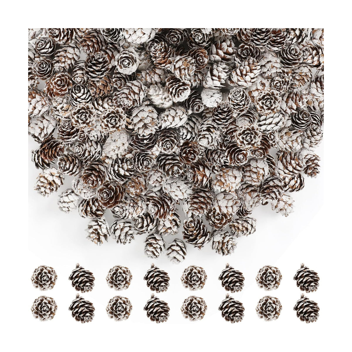100 Pcs Snow Pine Cones, Mini Pinecones for Craft, Natural Cones Wreath, Christmas Bowl Stuff Winter Decorations Decor Accessories Party Suppliesfor Home Indoor Vase Filler