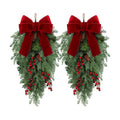 Knitgrip 2 Pack Christmas Teardrop Swags Artificial Wreath with Pine Cones