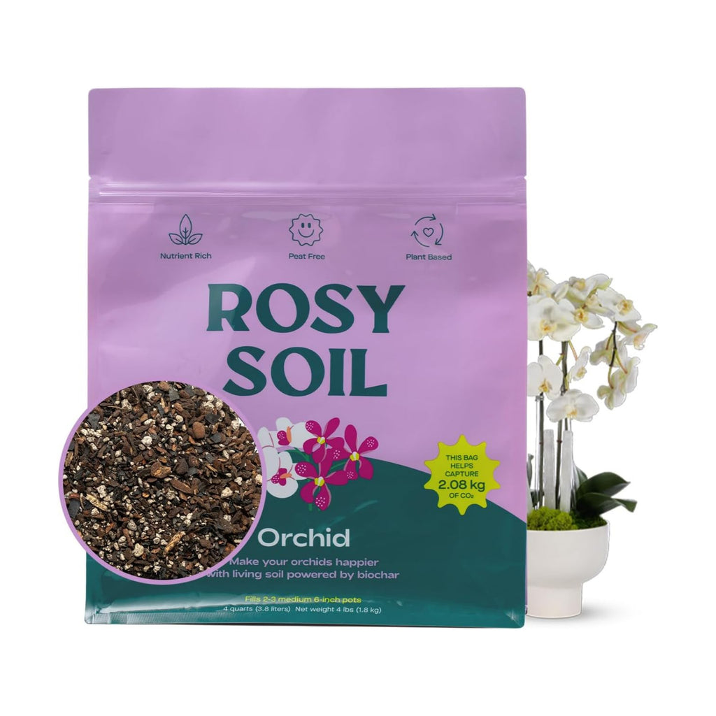 Rosy Soil Orchid Potting Mix, 4 Quarts | Peat-Free Orchid Soil for Repotting, Phalaenopsis, Cattleya, Dendrobium