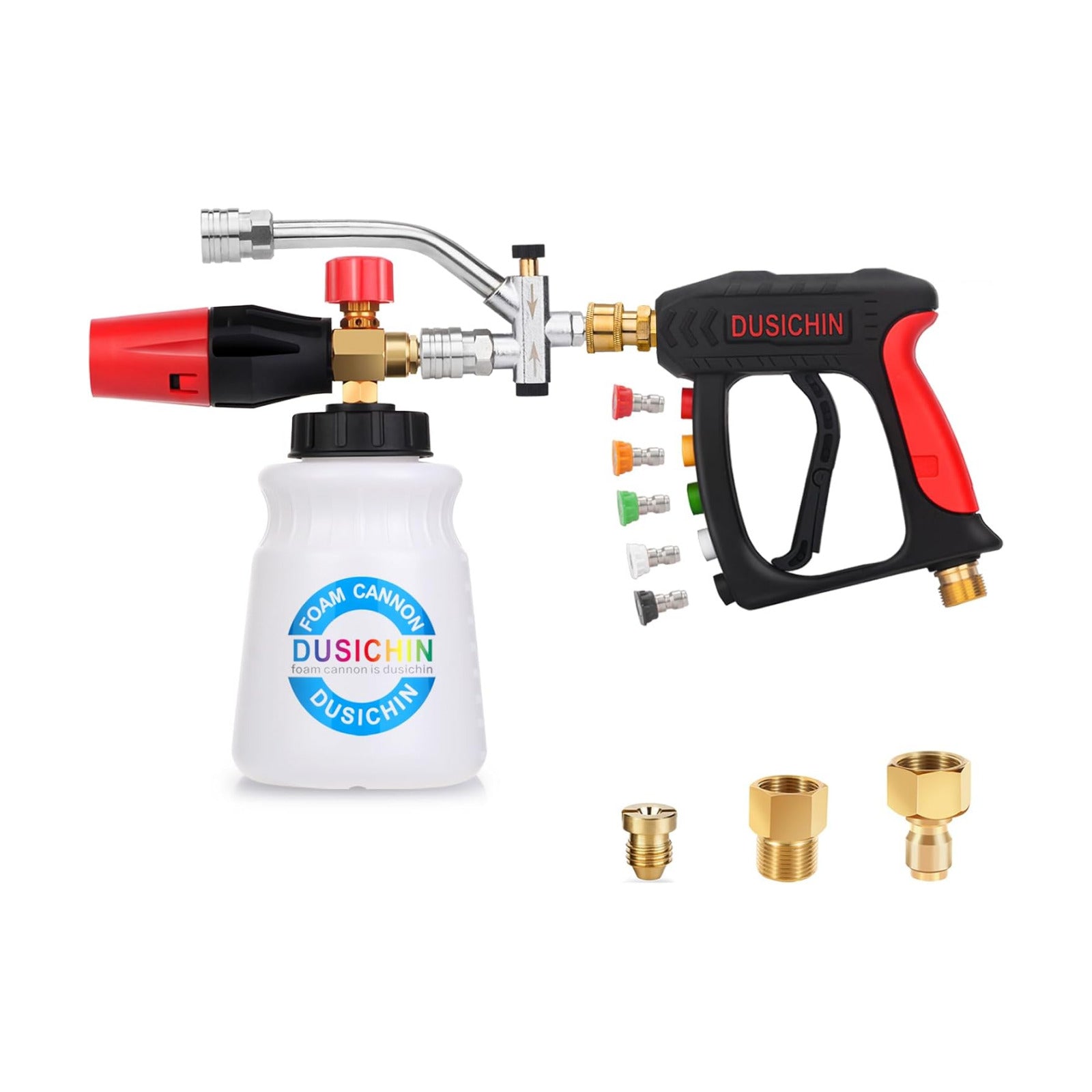Short Wand Pressure Washer Gun Foam Cannon 1/4" Quick Connector Pressure Washer Accessory,Car Wash Foam Gun Dual Ended
