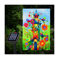 Bird Lighted Garden Flag, 12x18 Inch Double Sided | LED Solar, 8 Modes, Floral Bird Design, Stand Not Included ﻿