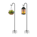 60″ Adjustable Shepherd Hook for Outdoor, Heavy Duty Bird Feeder Pole with 7-Prong Base, Metal Garden Hook for Hanging Lanterns Solar Lights String Lights Plants Wind Chimes Hummingbird Feeder（2‑Pack）