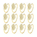 KPOSIYA Gold Napkin Rings Set of 20, Diamond Leaf Napkin Holder