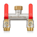 Hose Splitter 2 Way Heavy Duty, Brass Garden Hose Splitter | 304 Stainless Steel Long Handle, Full Flow Nickel Plated