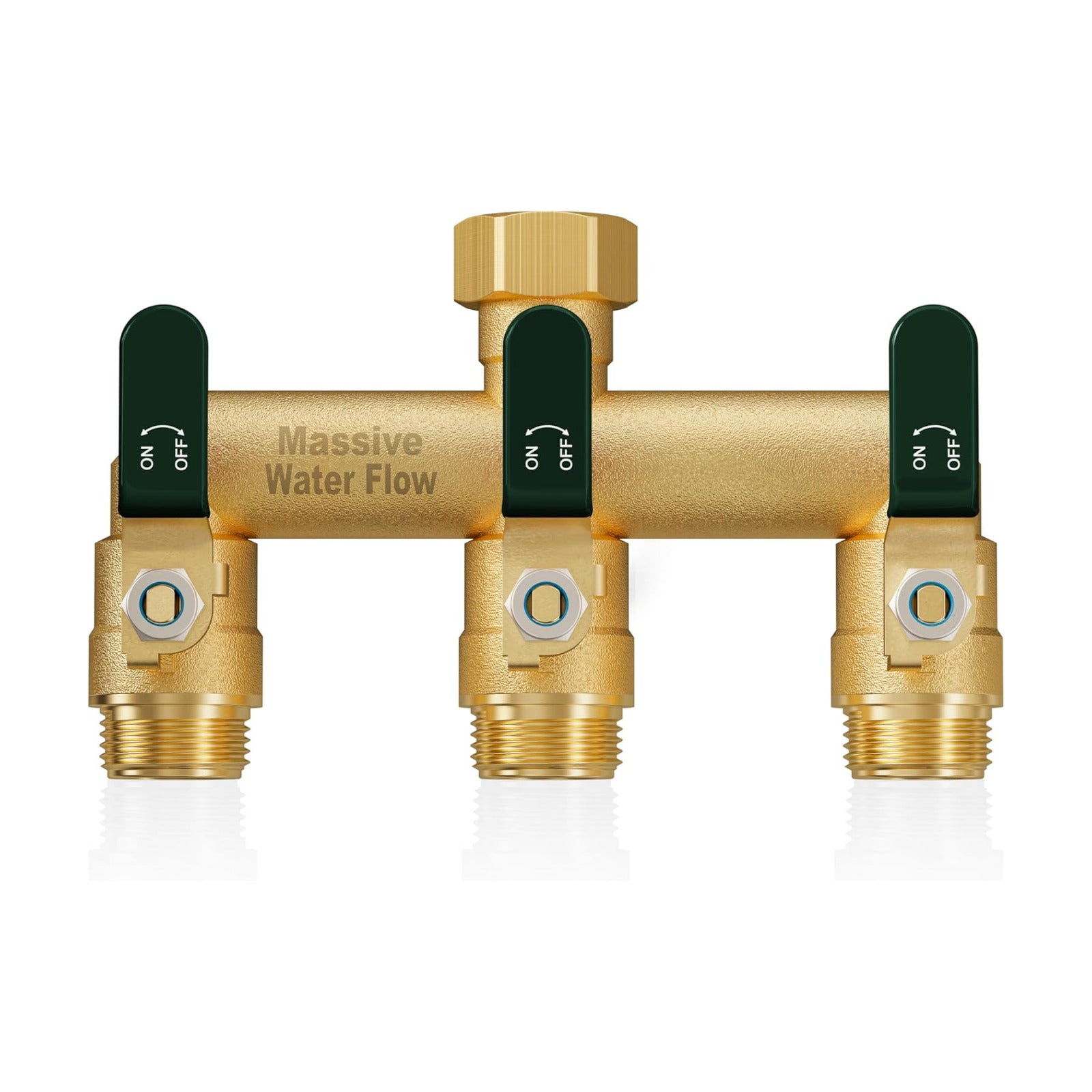 3 Way Hose Splitter, Heavy Duty Full Flow Garden Water Hose Bib Spigot Splitter, Brass Rust and Freeze Resistant