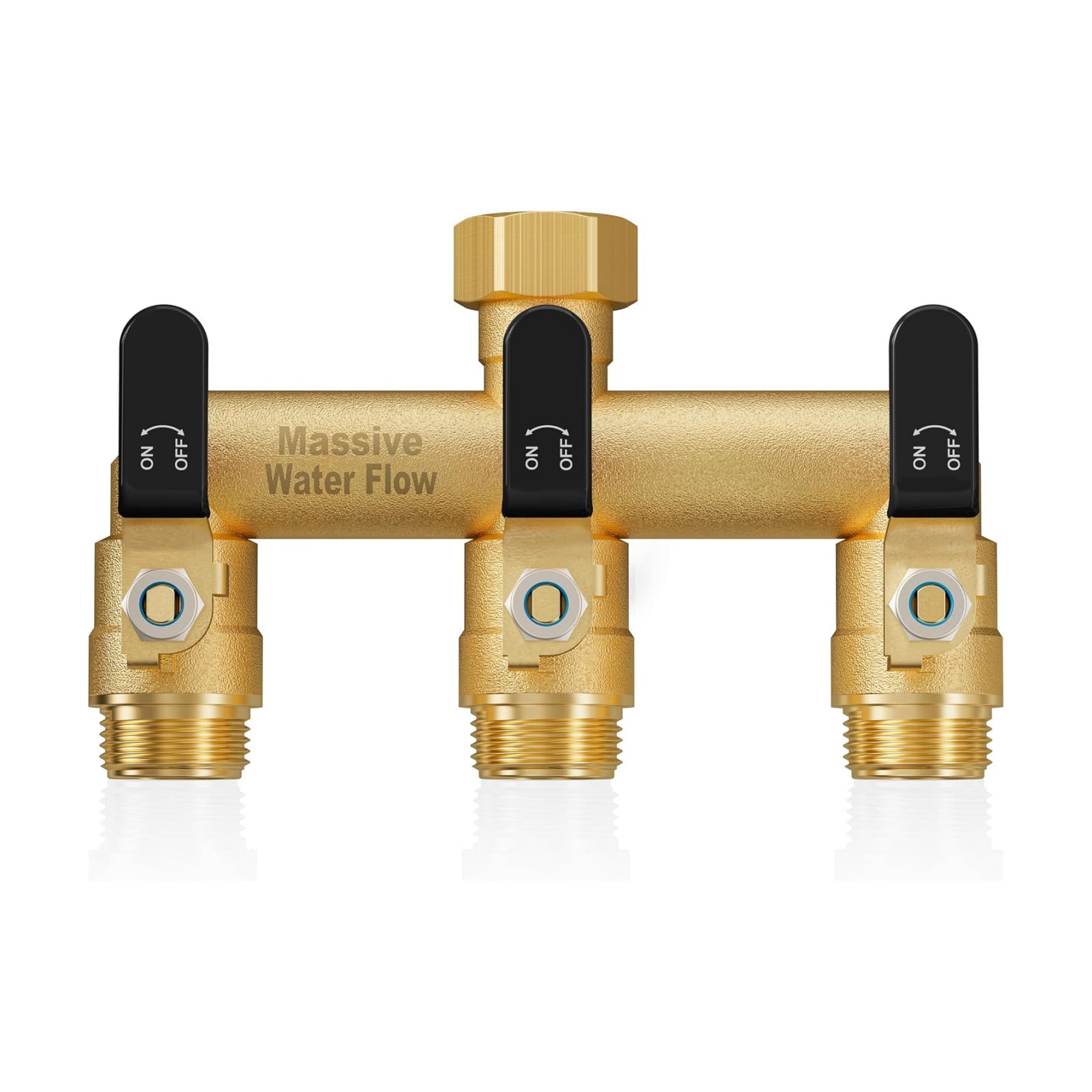 3 Way Hose Splitter, Heavy Duty Full Flow Garden Water Hose Bib Spigot Splitter, Brass Rust and Freeze Resistant