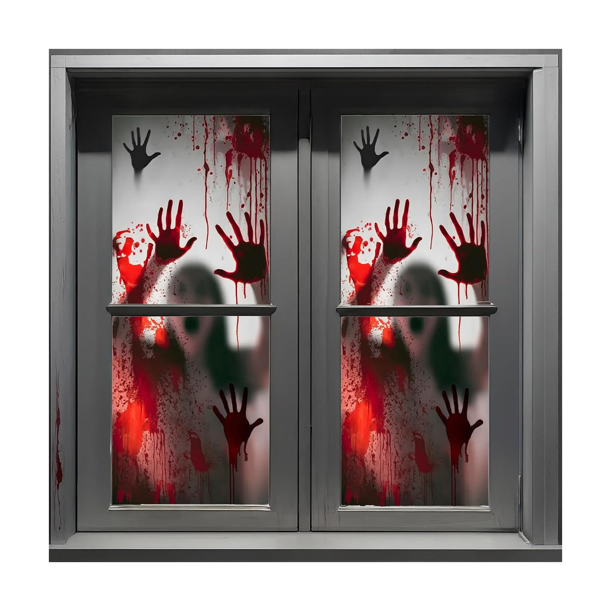 2PCS Halloween Giant Spooky Scary Window Posters - Creepy Party Decoration Haunted House Door Cover Creepy School Dormitory Window Cover 60" x 60"