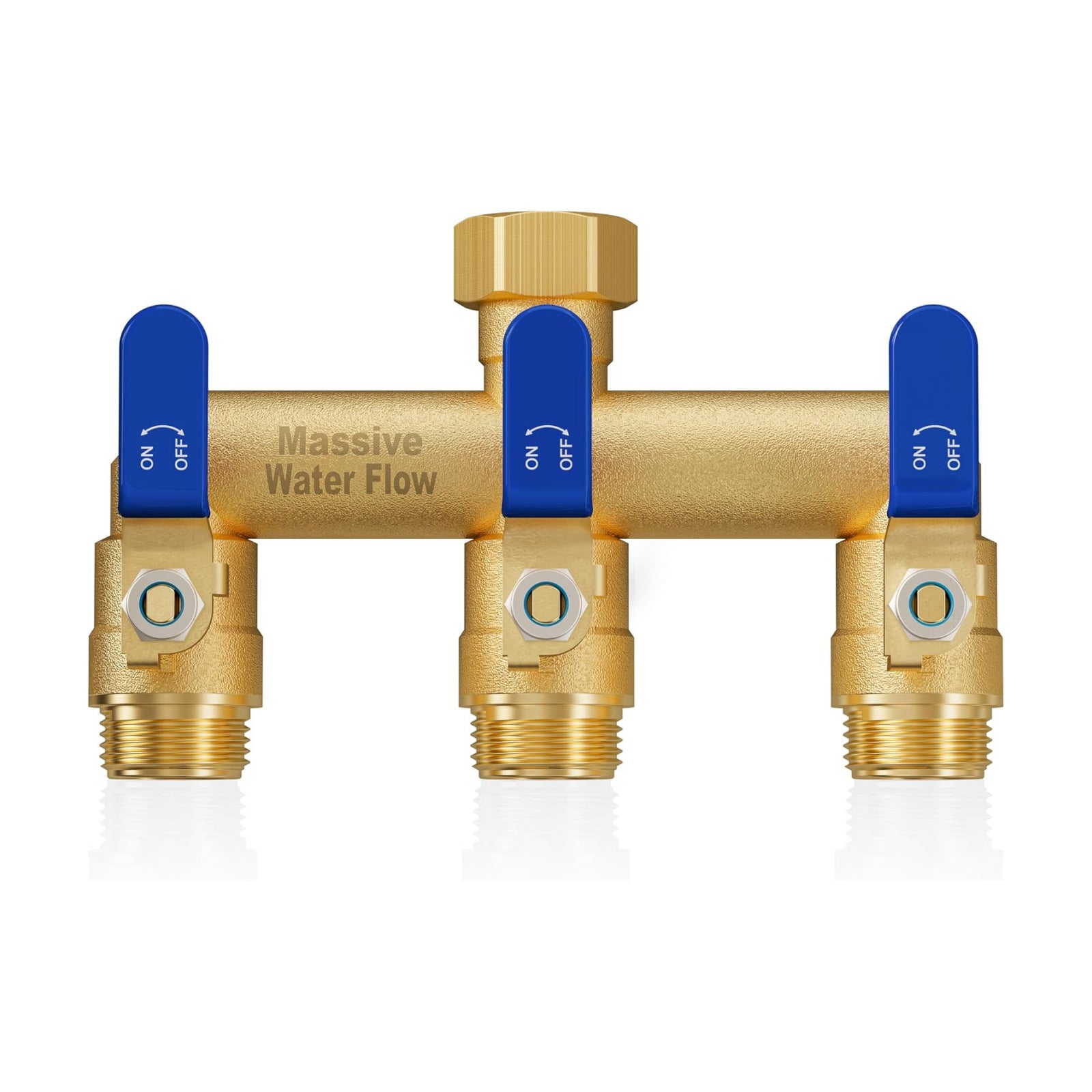 3 Way Hose Splitter, Heavy Duty Full Flow Garden Water Hose Bib Spigot Splitter, Brass Rust and Freeze Resistant