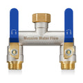 Hose Splitter 2 Way Heavy Duty, Brass Garden Hose Splitter | 304 Stainless Steel Long Handle, Full Flow Nickel Plated