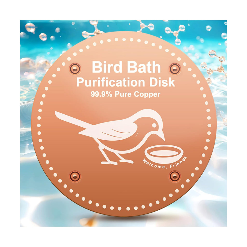 OICEME Bird Bath Purification Disc Pure Copper Outside Winter Solar Power Birdbath Disk Heater Deicer Cage Hanging Bowl Metal Warmer Railing Glass Concrete Ceramic Stone Stand Water Fountain Station