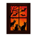 Whaline 6 Sheets Halloween Black Cat Window Clings Spooky Cat Bat Silhouette Reusable Window Decals for Haunted House Home Office School Glass Decor Party Supplies