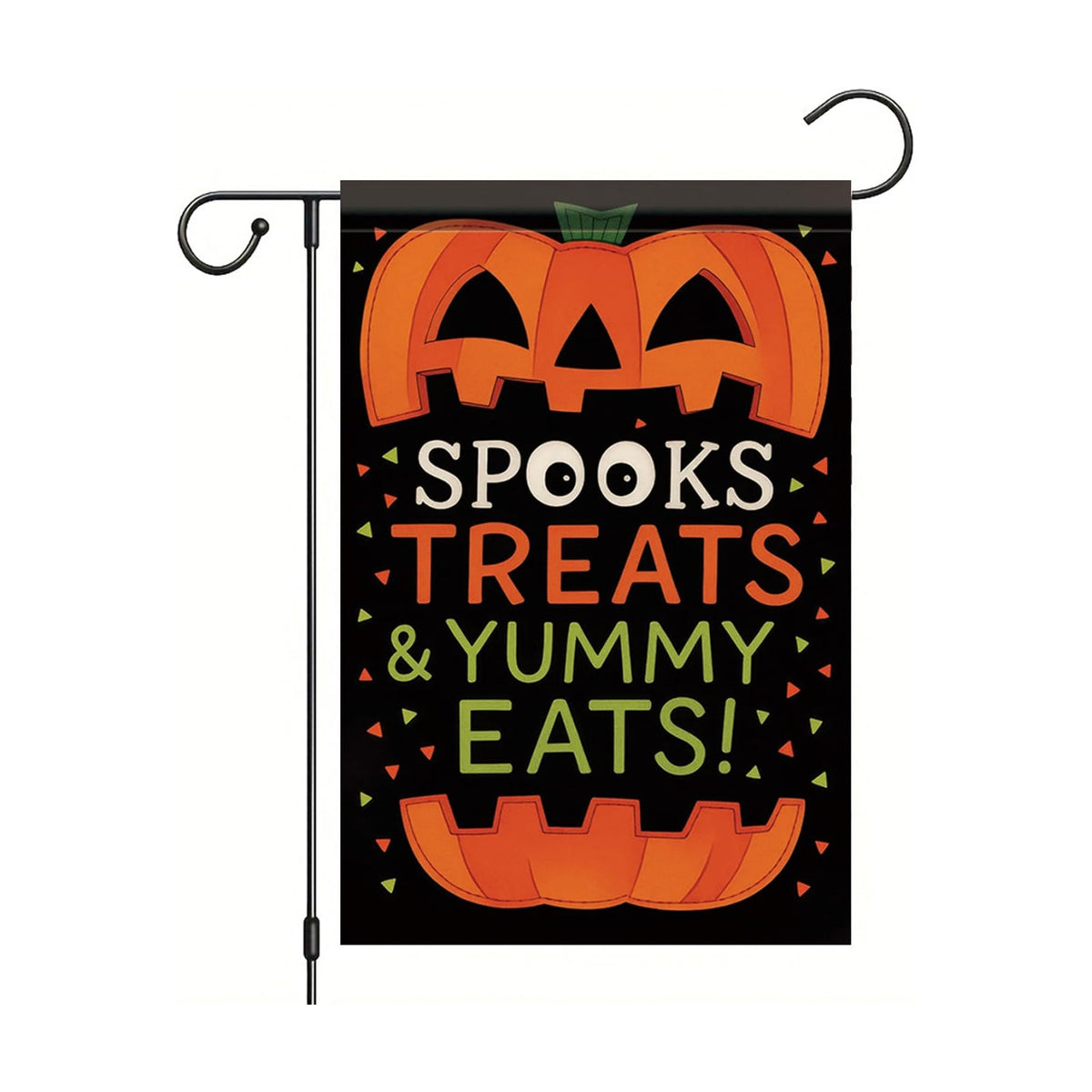 Halloween Garden Flag Spooks Treats & Yummy Eats Pumpkin Flag 12x18 Inch Double Sided Outdoor Yard Banner for Trick or Treat Halloween Decoration Decor