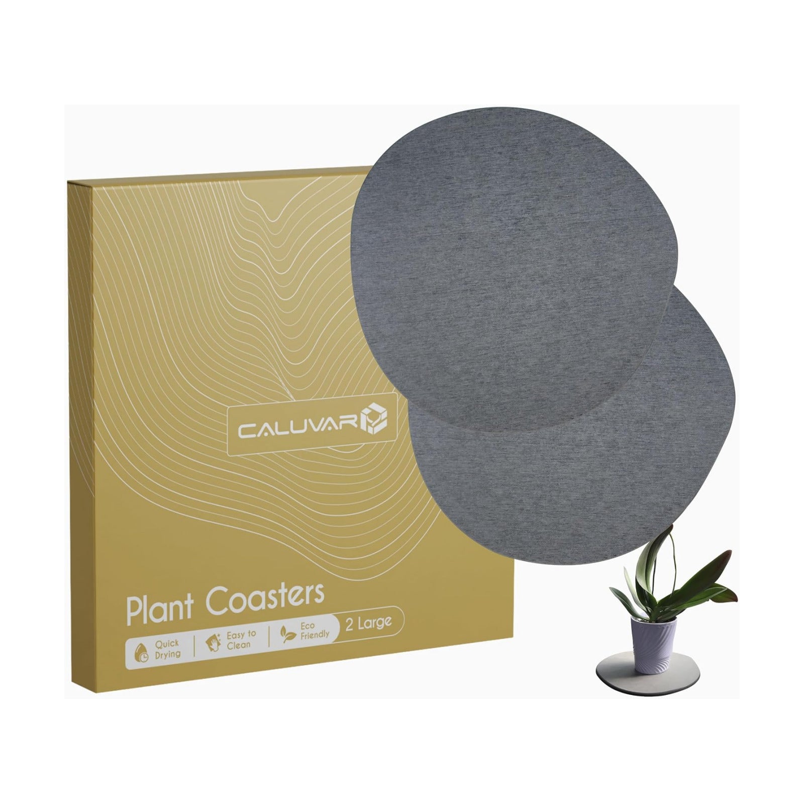 Stone Plant Saucer Set of 2 Large 11.5 in, Absorbent Diatomaceous Earth Plant Tray for Indoor Plants, Plant Pot Saucer