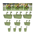 3 Different Size Metal Iron Hanging Flower Pots 10 Pcs for Outdoor Plants Metal Hanging Bucket Pots Iron Railing Fence