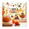 6 Sheets Thanksgiving Fall Window Clings, 73 Pcs Turkey Autumn Leaf Pumpkin Clings for Windows Thanksgiving Window Stickers for Home Holiday Party Store Glass Decoration