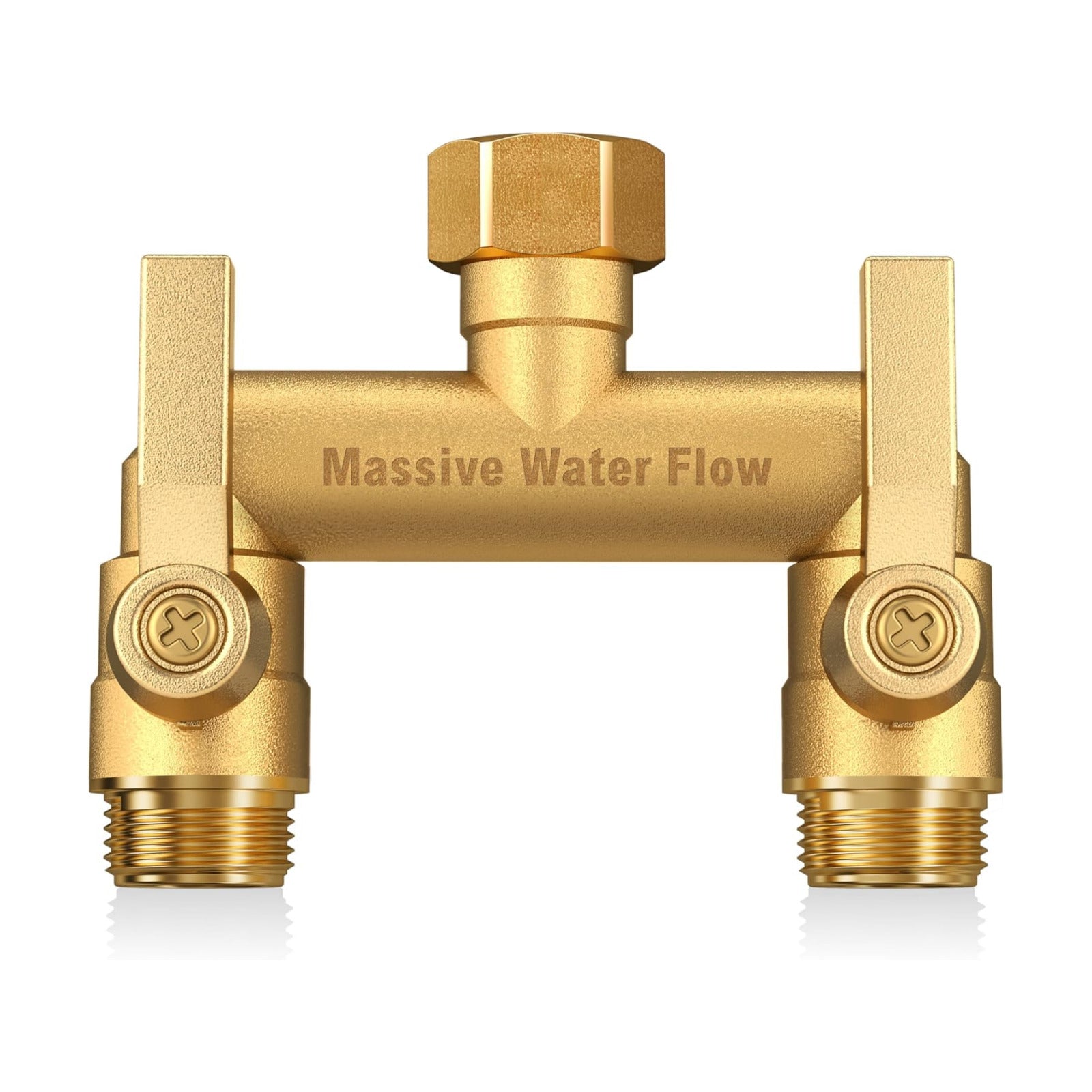 Hose Splitter 2 Way Heavy Duty, Solid Brass Full Flow Outdoor Faucet and Garden Hose Splitters, Water Spigot Splitter T