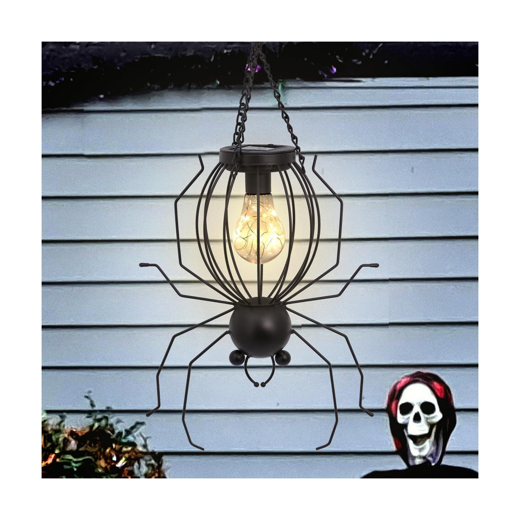 20 Inch Halloween Spider Solar Outdoor Lanterns, Metal Waterproof Hanging LED Lights for Outside Yard Garden Patio Pathway Tree.
