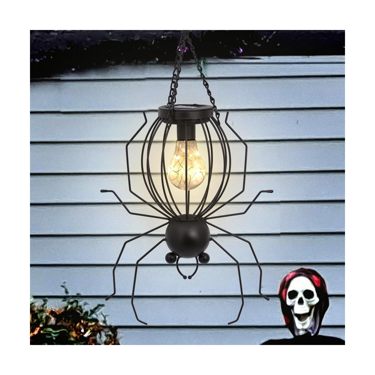 20 Inch Halloween Spider Solar Outdoor Lanterns, Metal Waterproof Hanging LED Lights for Outside Yard Garden Patio Pathway Tree.
