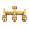 3 Way Hose Splitter Heavy Duty, Solid Brass Full Flow Outdoor Faucet and Garden Hose Splitters, Water Spigot Splitter T