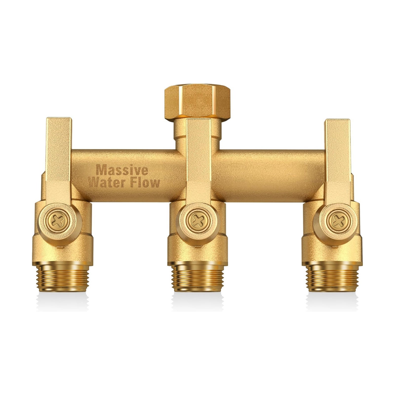 3 Way Hose Splitter Heavy Duty, Solid Brass Full Flow Outdoor Faucet and Garden Hose Splitters, Water Spigot Splitter T