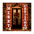 71 x 12 Inches Merry Christmas Door Banner for Doorway, Large Red and Black Plaid Christmas Hanging Sign with Santa, Snowman, and Snowflake Design for Holiday, Front Door, and Xmas Decorations