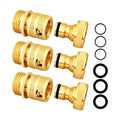 Garden Hose Quick Disconnect Fittings - 3Pcs Solid Brass 3/4 Inch GHT Thread Hose Connectors for Outdoor Faucet Adapter