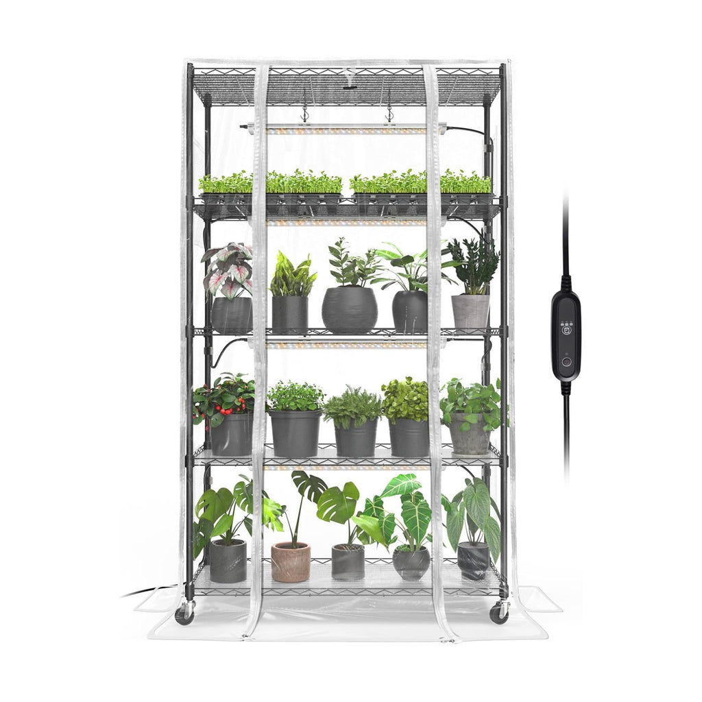Indoor Greenhouse with Grow Light, 35.4x13.8x59in | Indoor Greenhouse, 4-Pack Full Spectrum Plant Lights, 24W Each
