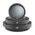9 Pack Gray Plant Saucer Set, 8 10 12 Inch Heavy Duty PP Plant Saucers | Multi Size Plant Saucers for Small, Medium &