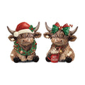 Karenhi 2 Pcs Highland Cow Figurines, Christmas Hot Cocoa Decor
