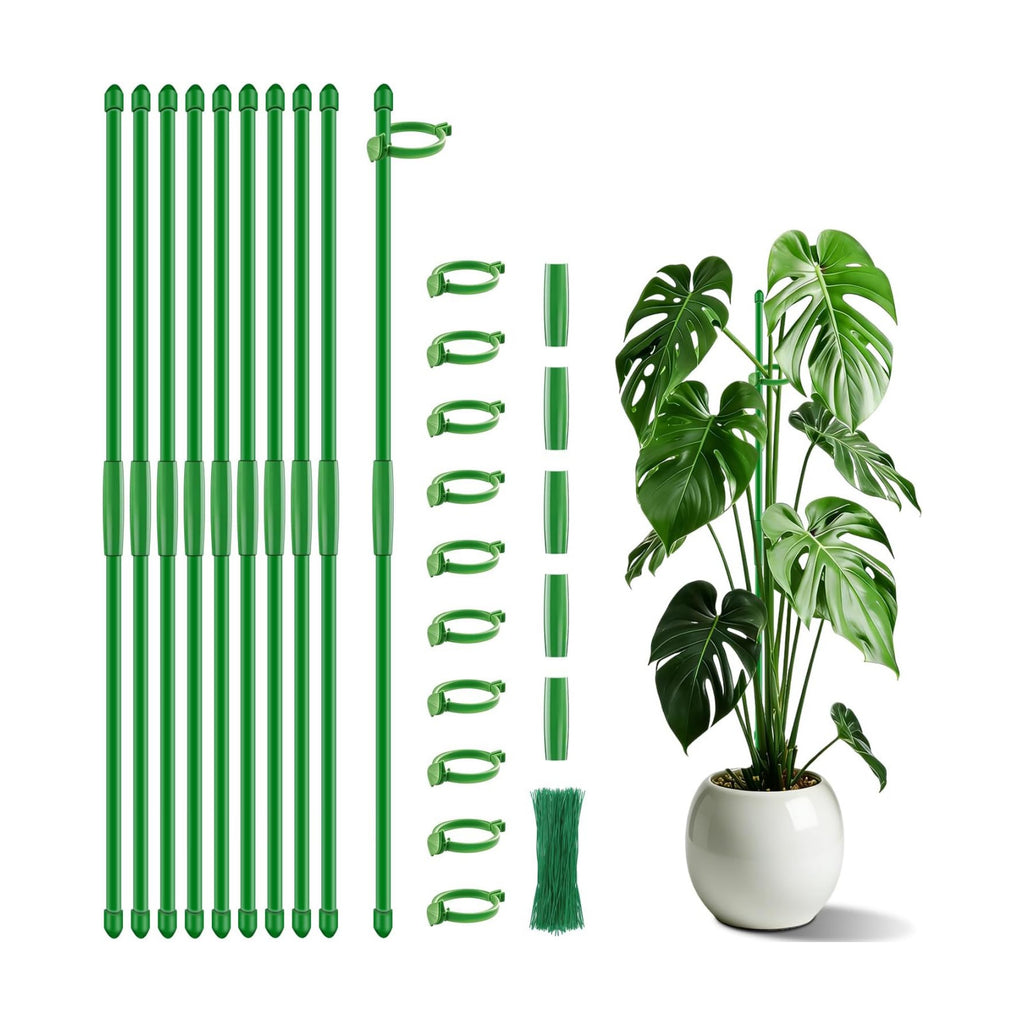 Plant Support Stakes 15 Inch for Indoor Plants,10 Pcs SupKing Orchid Sticks with Clips Garden Stake Extended for Outdoor Potted Tomato Rose Vegetables House Palnts Comes with 20 Plants Ties