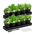 FoldTier 2 Sets Indoor Herb Garden Planter Kit with 10 Metal Pots, Black | Metal Pots with Drainage Holes, Plant Labels