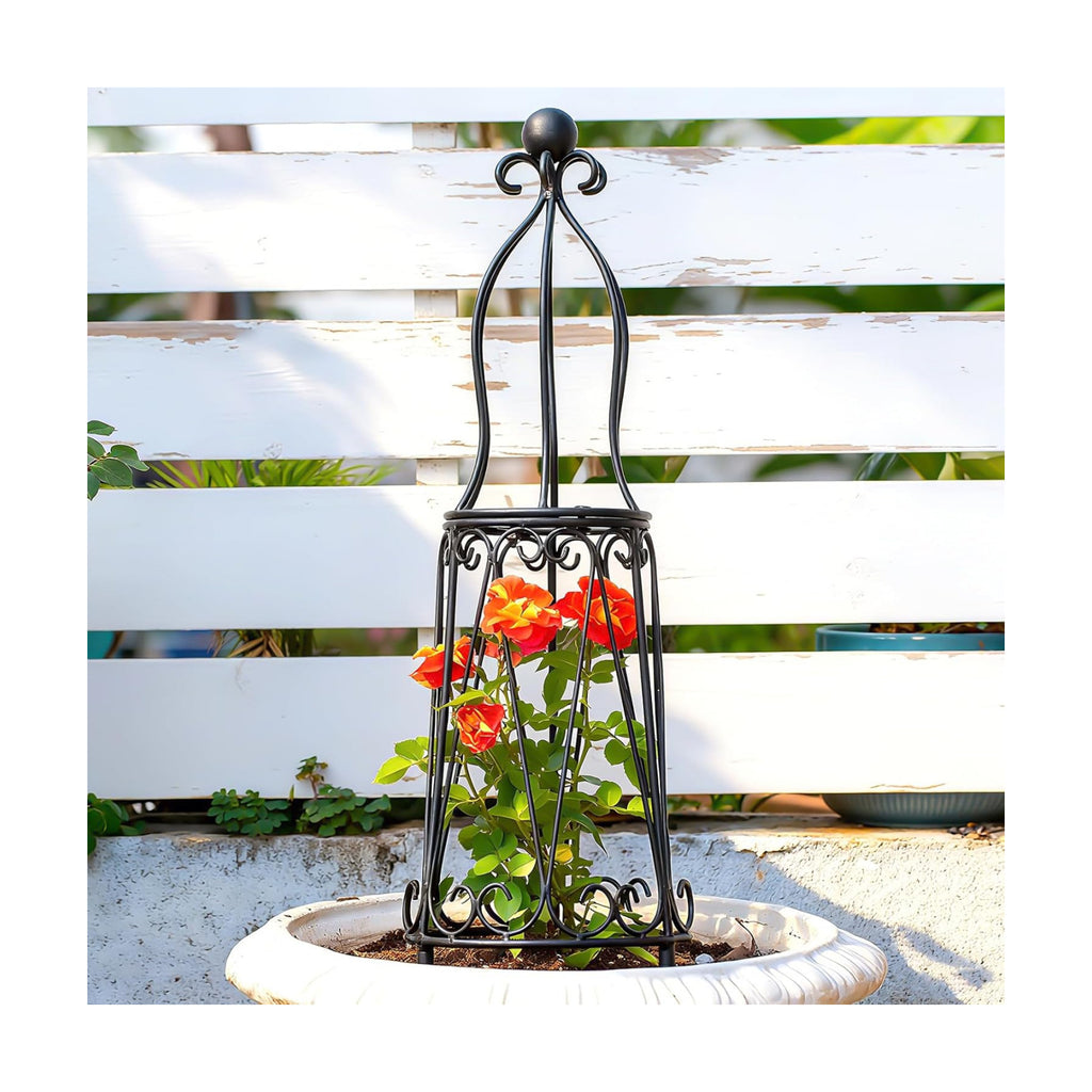 29.5" Obelisk Trellis for Indoor/Outdoor Potted Plants Support | Metal Trellis for Climbing Plants - Indoor/Outdoor