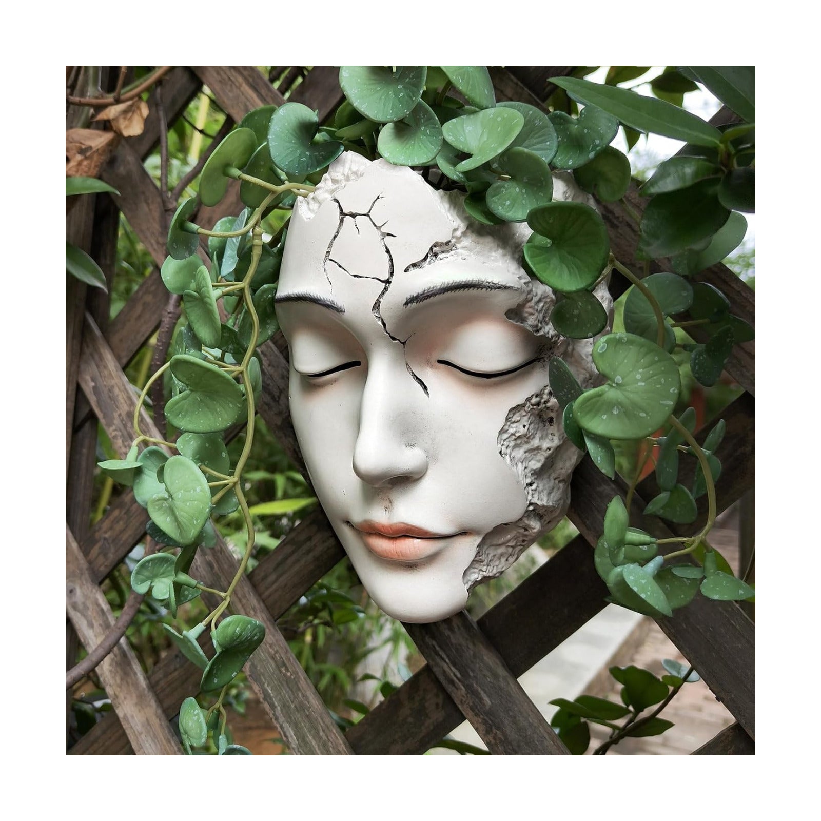 Elegant Face Wall Planter - Matte White Resin Flower Pot with Drainage Hole, 7.5" Artistic Hanging Vase for Succulents