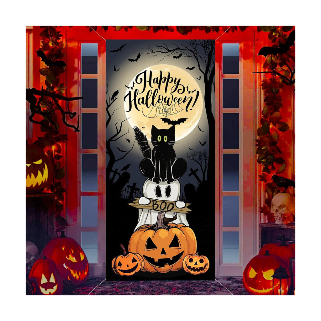 Halloween Cat Ghost Door Cover