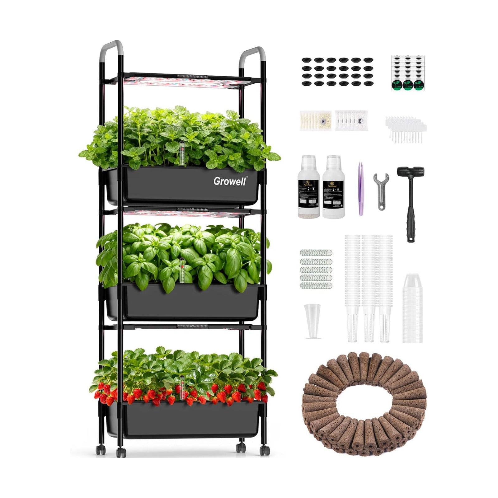 Growell Hydroponics Growing System Kit, 81 Pods Vertical Indoor Herb Garden with Smart LED Grow Light, Auto Circulating