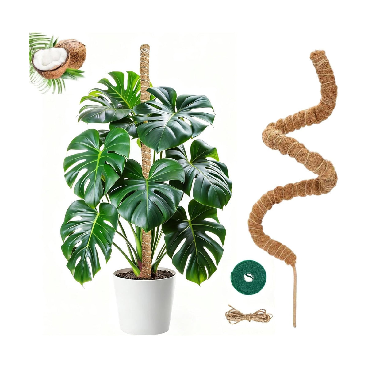 Moss Pole,47 Inch Monstera Plant Support, Upgraded 7mm Aluminum core Moss Poles for Climbing Indoor Plants DIY, Coco Coir Plant Pole Moss Plant Stick Support Stake Kit for Potted Plants Pothos