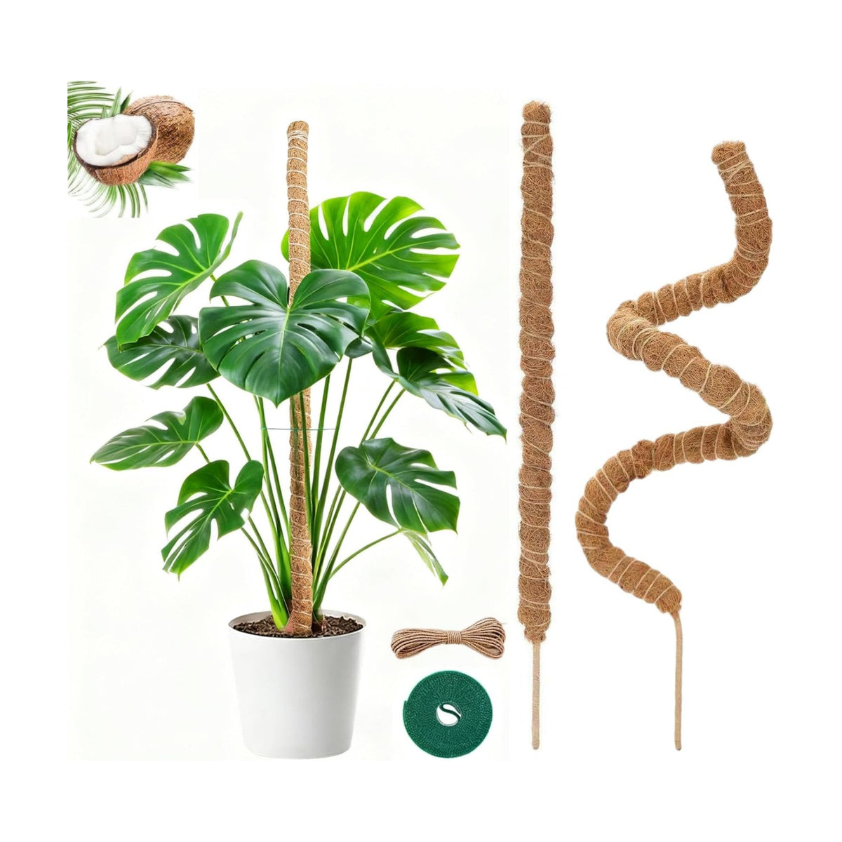 Moss Pole,2 Pack 27 Inch Monstera Plant Support, Upgraded 7mm Aluminum core Moss Poles for Climbing Indoor Plants DIY, Coco Coir Plant Pole Moss Plant Stick Support Stake Kit for Potted Plants Pothos