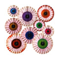 Dispowreath 9 Pcs Halloween Fans Decorations Eyeball Hanging Paper Fans