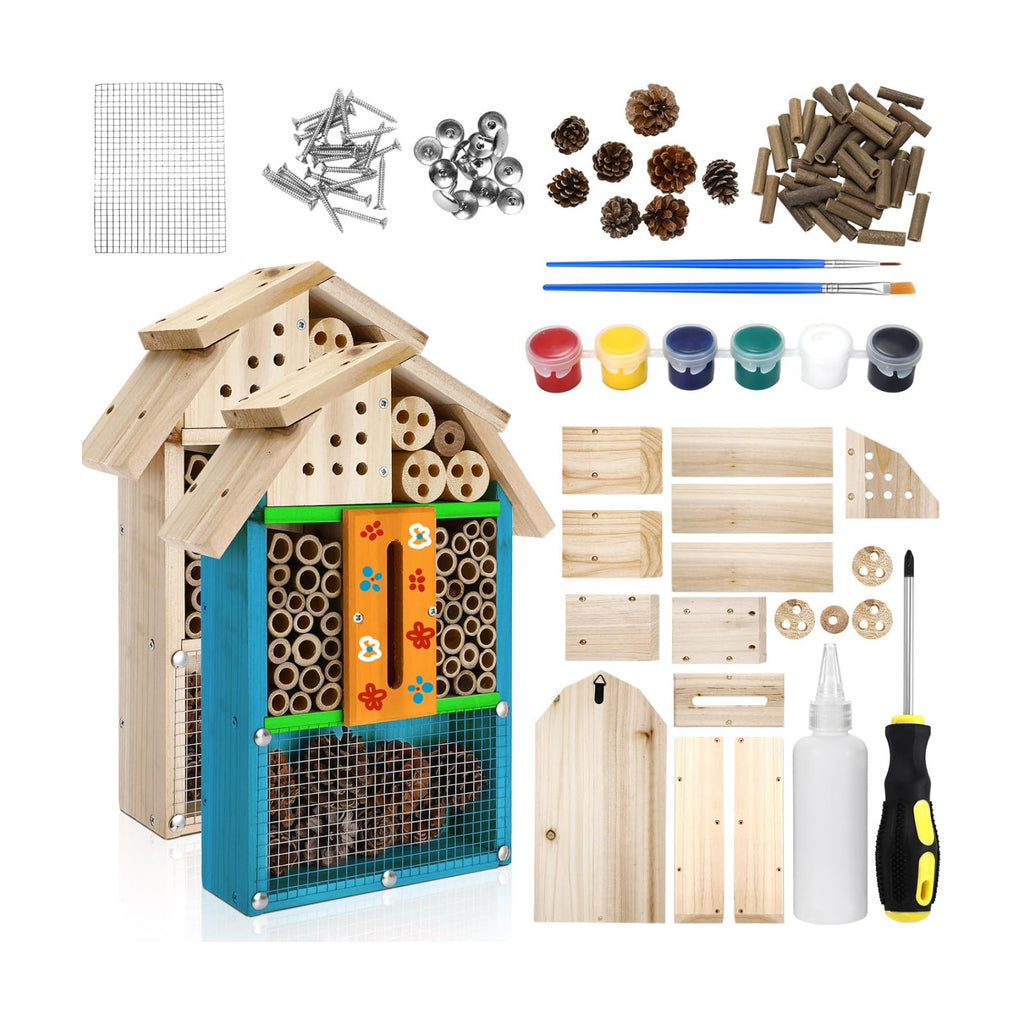 2 Set Bug Hotel Kit DIY Insect Hotel Lady Bug House for Garden DIY Cedar Wood Craft for Butterfly, Ladybird, Beneficial