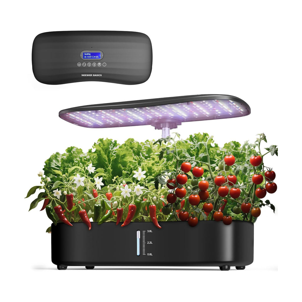 NEEWER Basics Hydroponics Growing System Kit with LED Plant Light/3 Growing Modes/12 Pods/Timer/LCD/Smart Quiet Pump