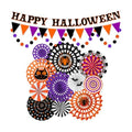 Halloween Party Decorations Set - Spooky Banner, Hanging Paper Fans & Dot Garland, for Halloween Theme Birthday Party Decorations