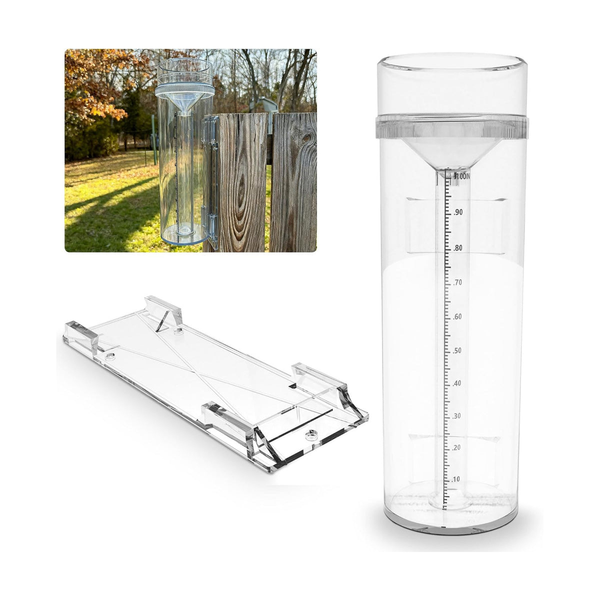 Outdoor Rain Gauge, 1/100 Inch Precise Read, UV Heat Resistant