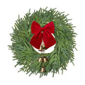 22" Christmas Norfolk Pine Wreath with Bow & Bells for Front Door Decor