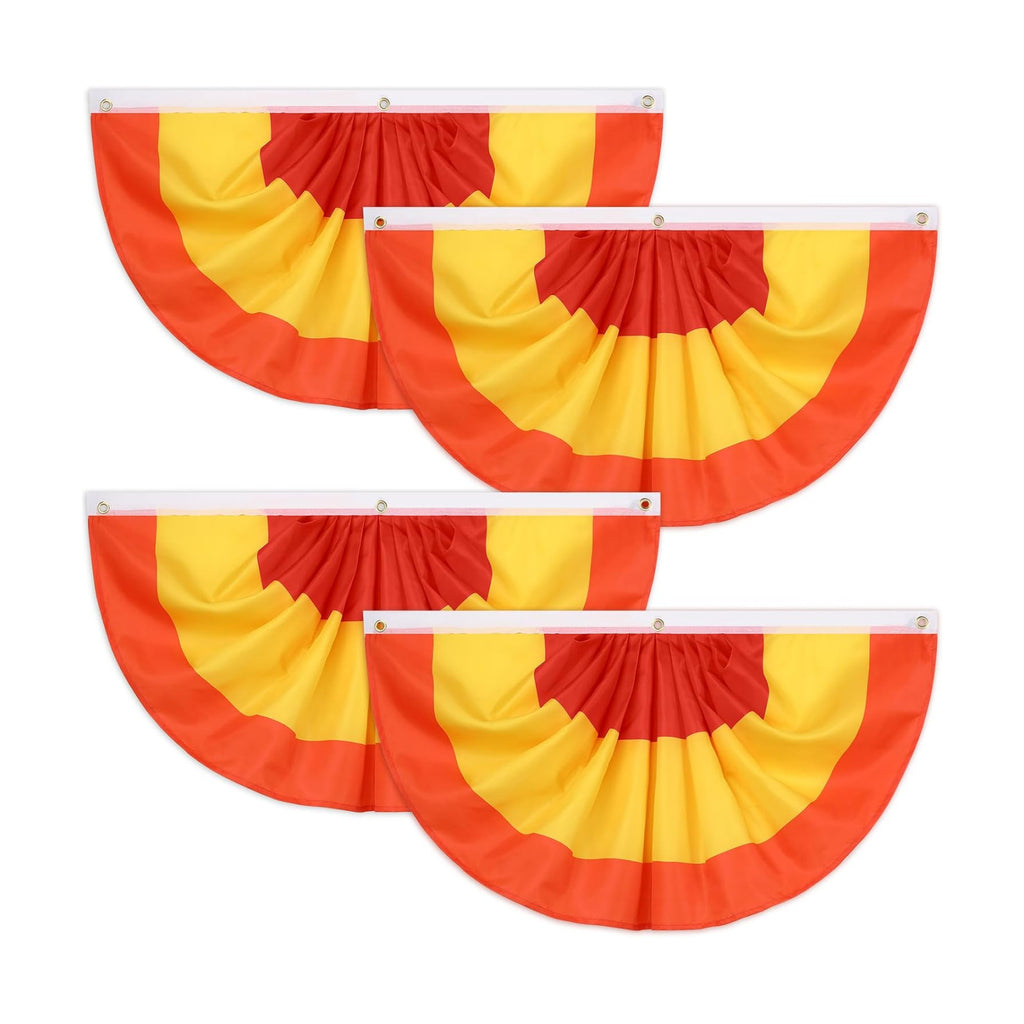 VitalCozy 4 Pcs Fall Thanksgiving Pleated Fan Flags 3 x 6 Feet Orange Red Yellow Stripe Pleated Flag Buntings for Outside Half Fan Banners for Autumn Thanksgiving Indoor Outdoor Holiday Parade Decor