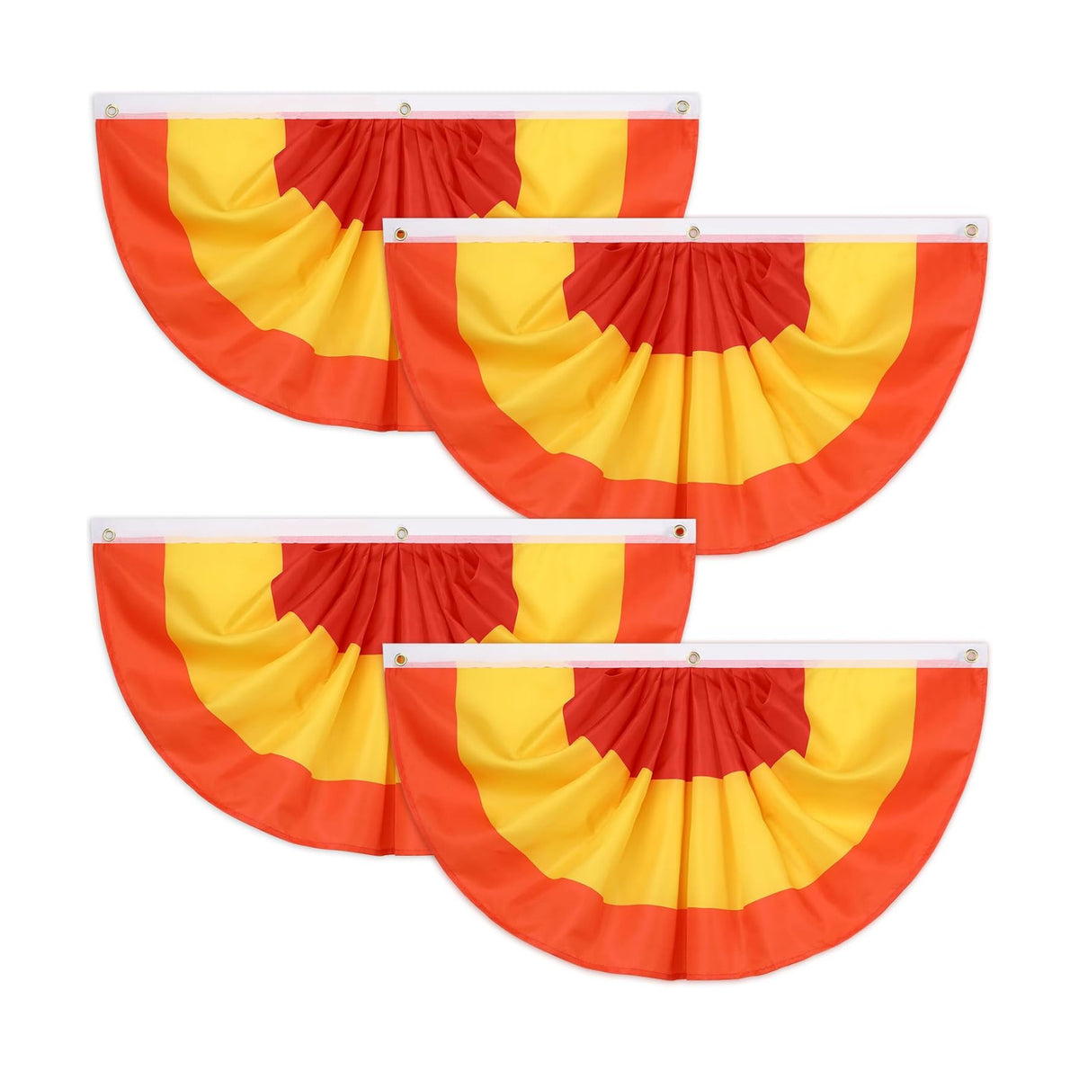 VitalCozy 4 Pcs Fall Thanksgiving Pleated Fan Flags 3 x 6 Feet Orange Red Yellow Stripe Pleated Flag Buntings for Outside Half Fan Banners for Autumn Thanksgiving Indoor Outdoor Holiday Parade Decor