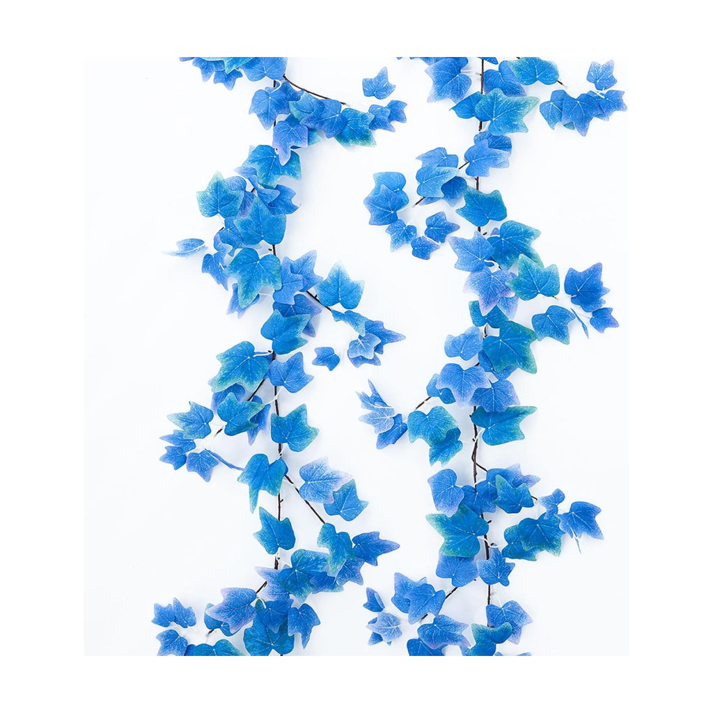 Mizii 2 Strands Artificial Vines Blue Ivy Garland 74" Fake Vine with Silk Leaves Faux Hanging Plants Greenery Decoration for Outdoors Wedding Party Indoor Bedroom Home Wall Room Decor (Blue)