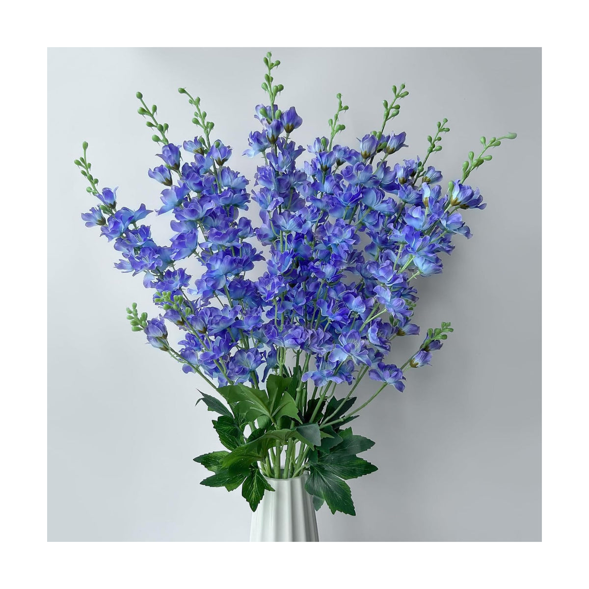 8 pcs Blue-Purple Delphinium Artificial Flowers, 34.25''Artificial Snapdragon Flowers Tall Fake Flowers Silk Flowers Faux Delphinium Bulk for Tall Vase Home Wedding Garden Table Decor (Blue-purple)