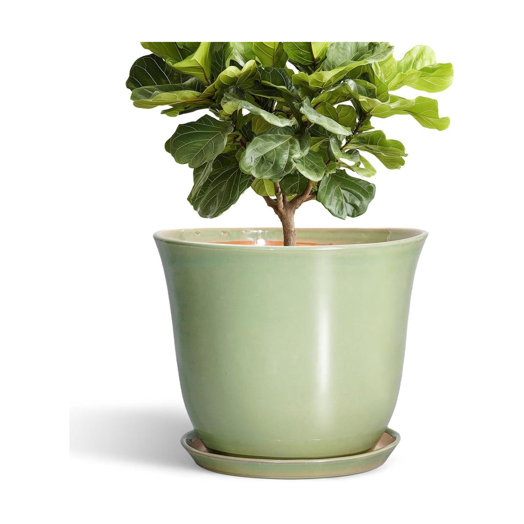 Ceramic Planter, 12 Inch Plant Pot for Indoor Plants, Green