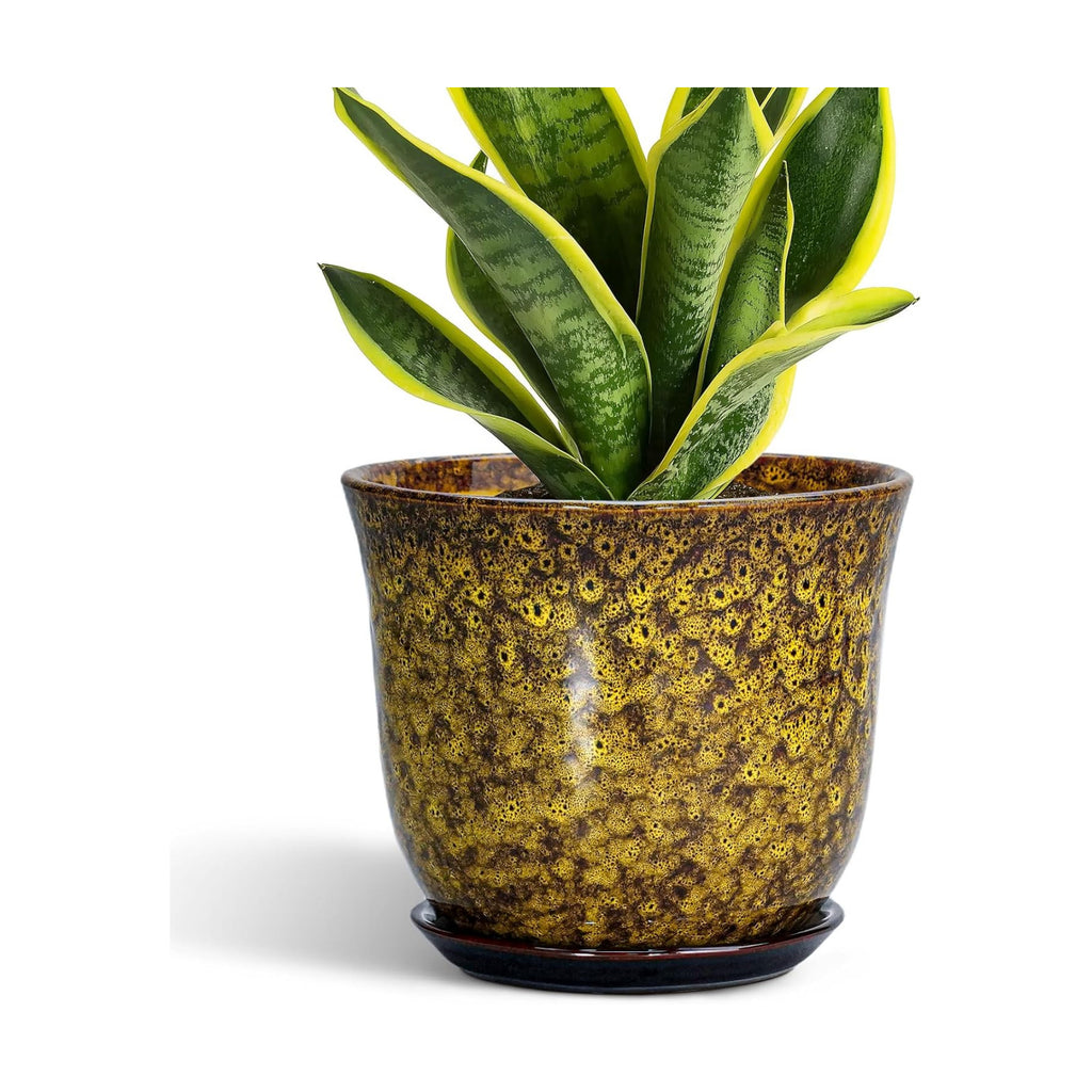 Ceramic Planter, 8 Inch Plant Pot for Indoor Plants, Yellow